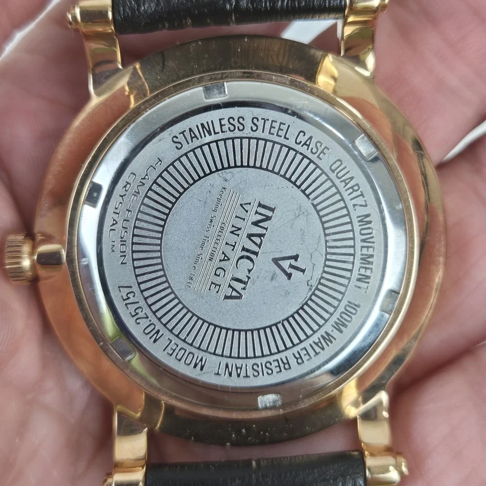 Invicta Vintage Collection Watch 25757 Rose Gold Case Croc Leather Band